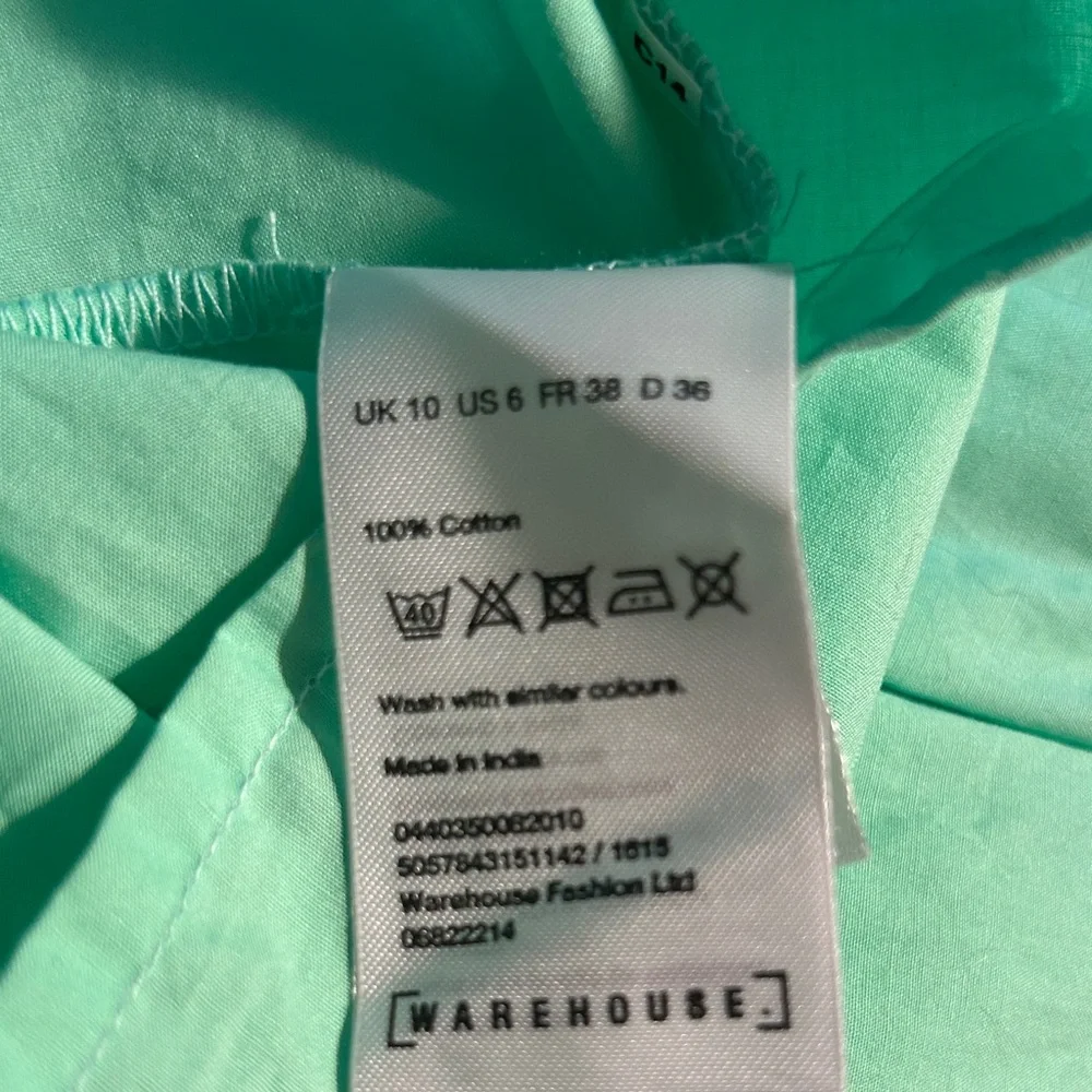 Warehouse 100% Cotton Light Green Long Sleeve Dress - Picture 9 of 10